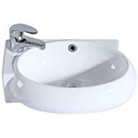 Eridanus Lavabo de Cerámica- Fregadero Colgado de Oval de Serie Orson(44x29x14-5cm)